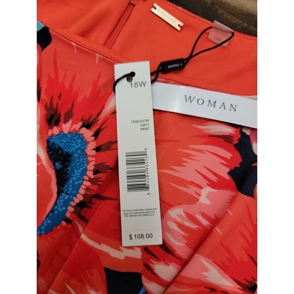 T TAHARI Floral Ruched Dress Plus Size 20W & 24W NWT Sleeveless Wedding Gest - Picture 6 of 7